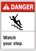 ANSI HEADER WATCH YOUR STEP. WITH PICTO - DANGER SIGN