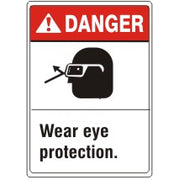ANSI HEADER WEAR EYE PROTECTION. WITH PICTO - DANGER SIGN - ANSI HEADER WEAR EYE PROTECTION. WITH PICTO - DANGER SIGN, 14X10, Adhesive Vinyl
