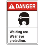 ANSI HEADER WELDING ARC. WEAR EYE PROTECTION - DANGER SIGN - ANSI HEADER WELDING ARC. WEAR EYE PROTECTION - DANGER SIGN, 14X10, Adhesive Vinyl