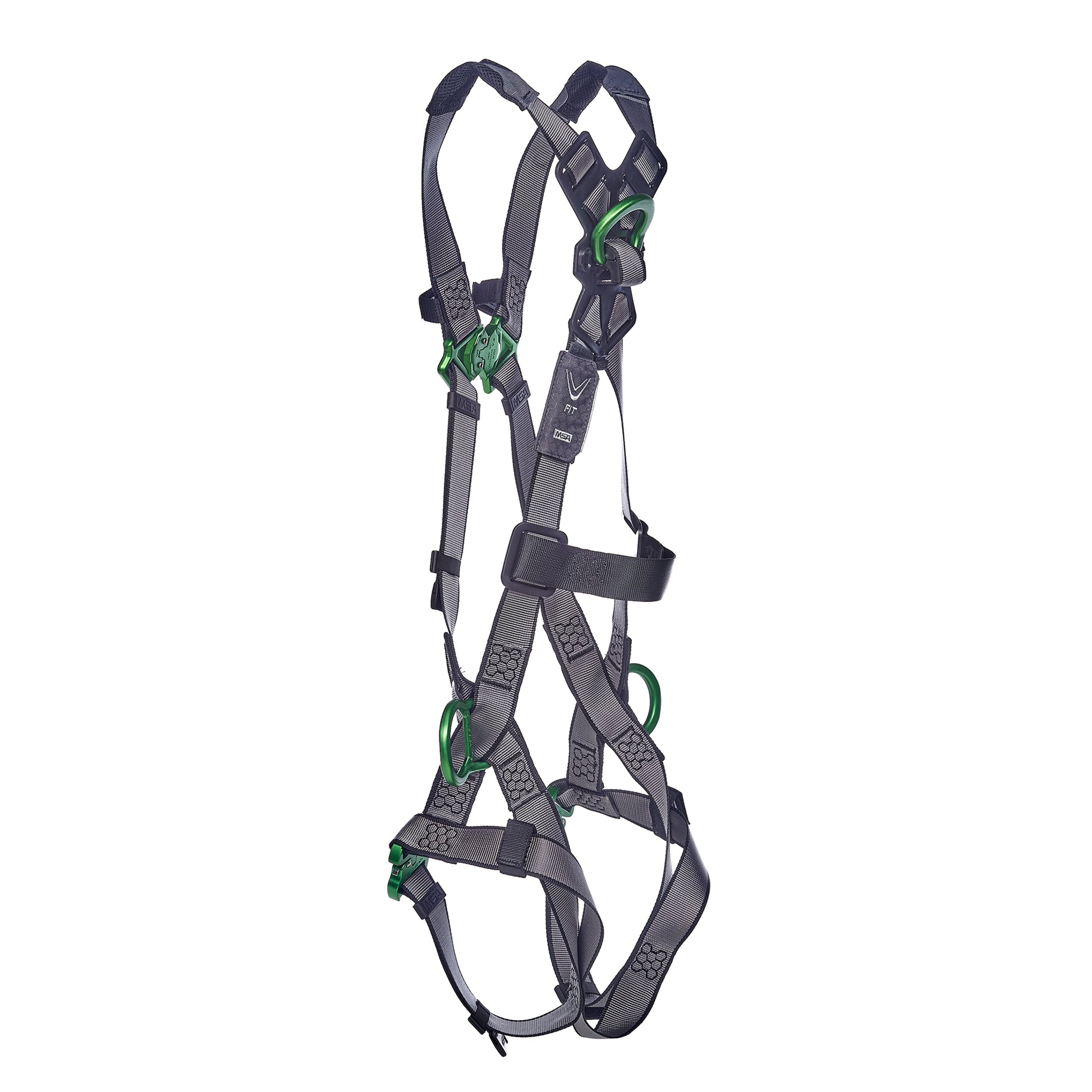 MSA V-FIT Harness w/Back & Side D-Rings - Quick-Connect Leg Straps - Extra Large - 10195066