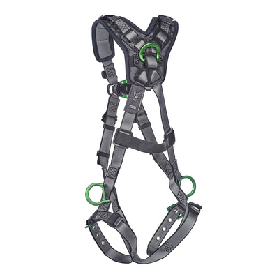 MSA V-FIT Harness w/Back, Front, Side & Shoulder D-Rings - Tongue Buckle Leg Straps - Shoulder Padding - Extra Large - 10194906