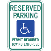 RESERVED PARKING PICTO PERMIT REQUIRED TOWING ENFORCED - HANDICAPPED PARKING SIGN - RESERVED PARKING PICTO PERMIT REQUIRED TOWING ENFORCED - HANDICAPPED PARKING SIGN, 18X12, Aluminum (.080) EGP Reflective