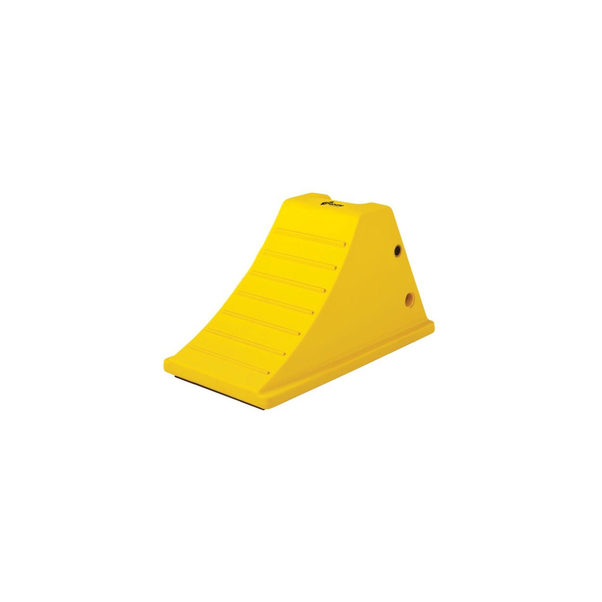 Wheel Chock - All-Terrain - 15.5"X8.5"X8.25" - 28"-38" Tire - 80K Lb Load - Flat Botm - Rubber Pad - Yellow - AT3512-FBRP-Y