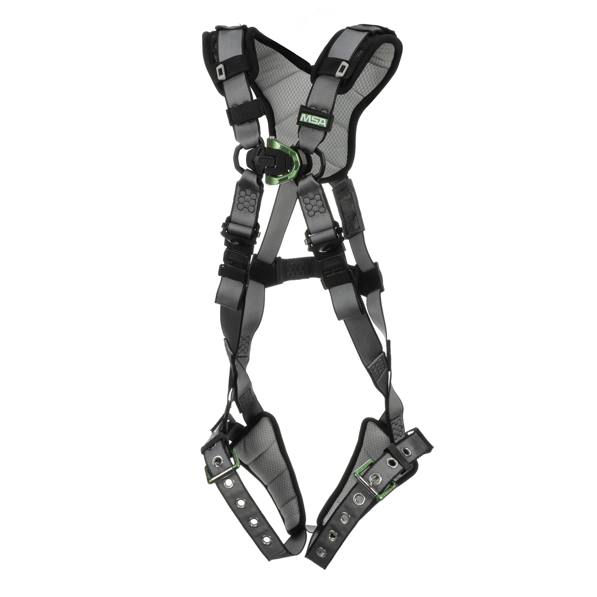 MSA V-FIT Harness w/Back & Front D-Rings - Tongue Buckle Leg Straps - Shoulder Padding - Super Extra Large - 10194895