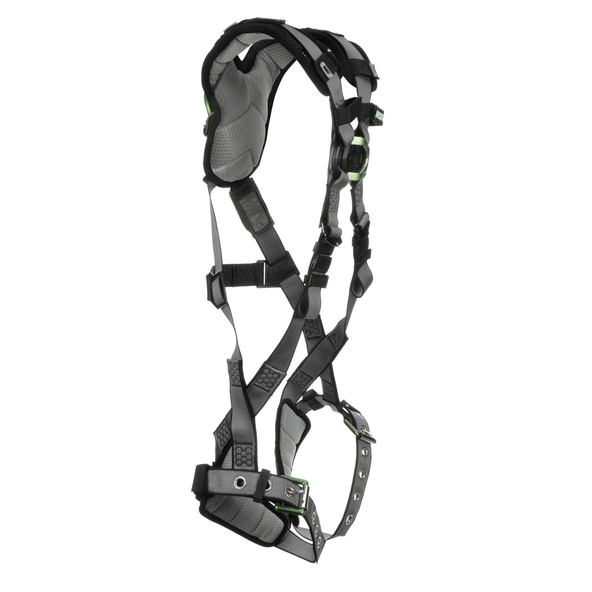 MSA V-FIT Harness w/Back & Front D-Rings - Tongue Buckle Leg Straps - Shoulder Padding - Super Extra Large - 10194895