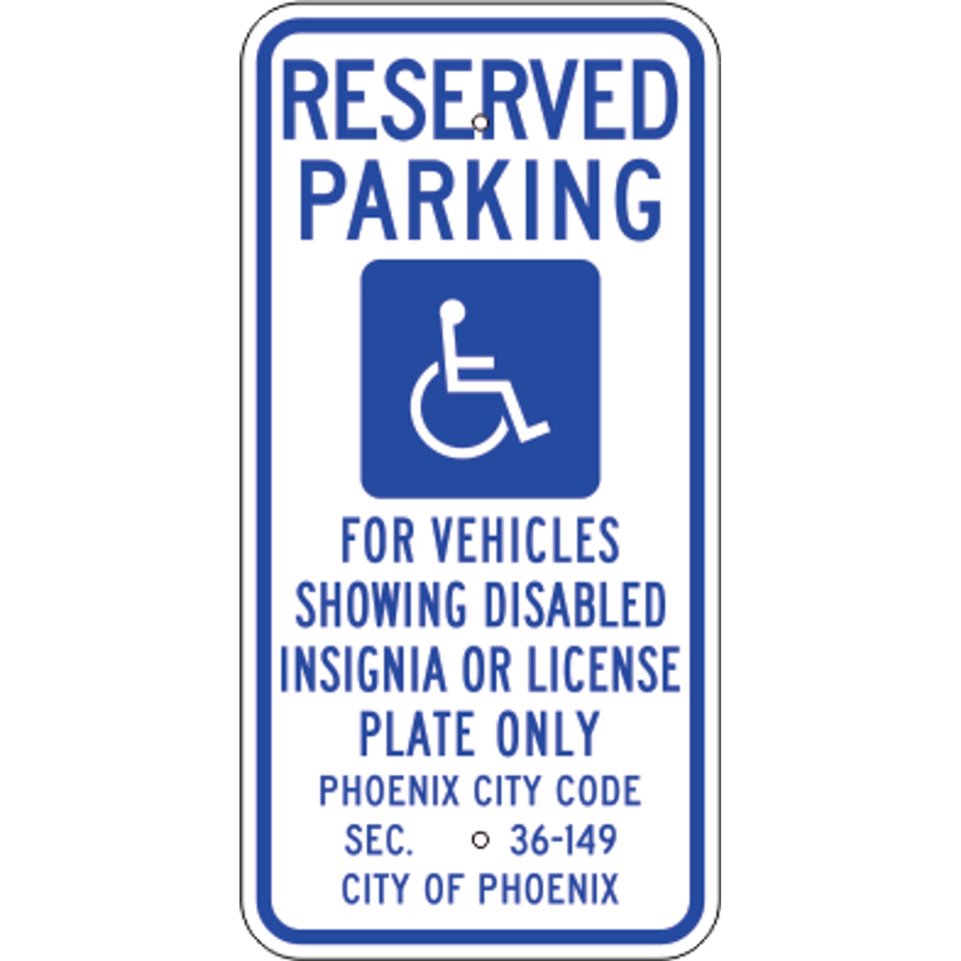 RESERVED PARKING PICTO FOR VEHICLES SHOWING DISABLED INSIGNIA OR LICENSE - HANDICAPPED PARKING SIGN - RESERVED PARKING PICTO FOR VEHICLES SHOWING DISABLED INSIGNIA OR LICENSE - HANDICAPPED PARKING SIGN, 24X12, Aluminum (.080) EGP Reflective