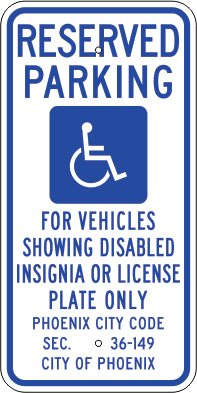 RESERVED PARKING PICTO FOR VEHICLES SHOWING DISABLED INSIGNIA OR LICENSE - HANDICAPPED PARKING SIGN