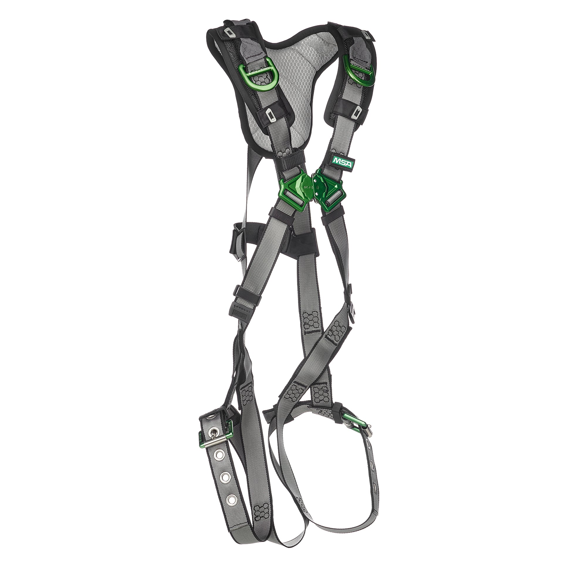MSA V-FIT Harness w/Back & Shoulder D-Rings - Tongue Buckle Leg Straps - Shoulder Padding - Extra Small - 10194936