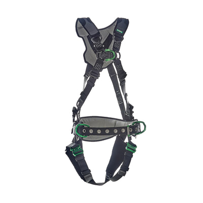 MSA V-FLEX Construction Harness w/Back, Front & Side D-Rings - Quick Connect Leg Straps - Standard - 10211343