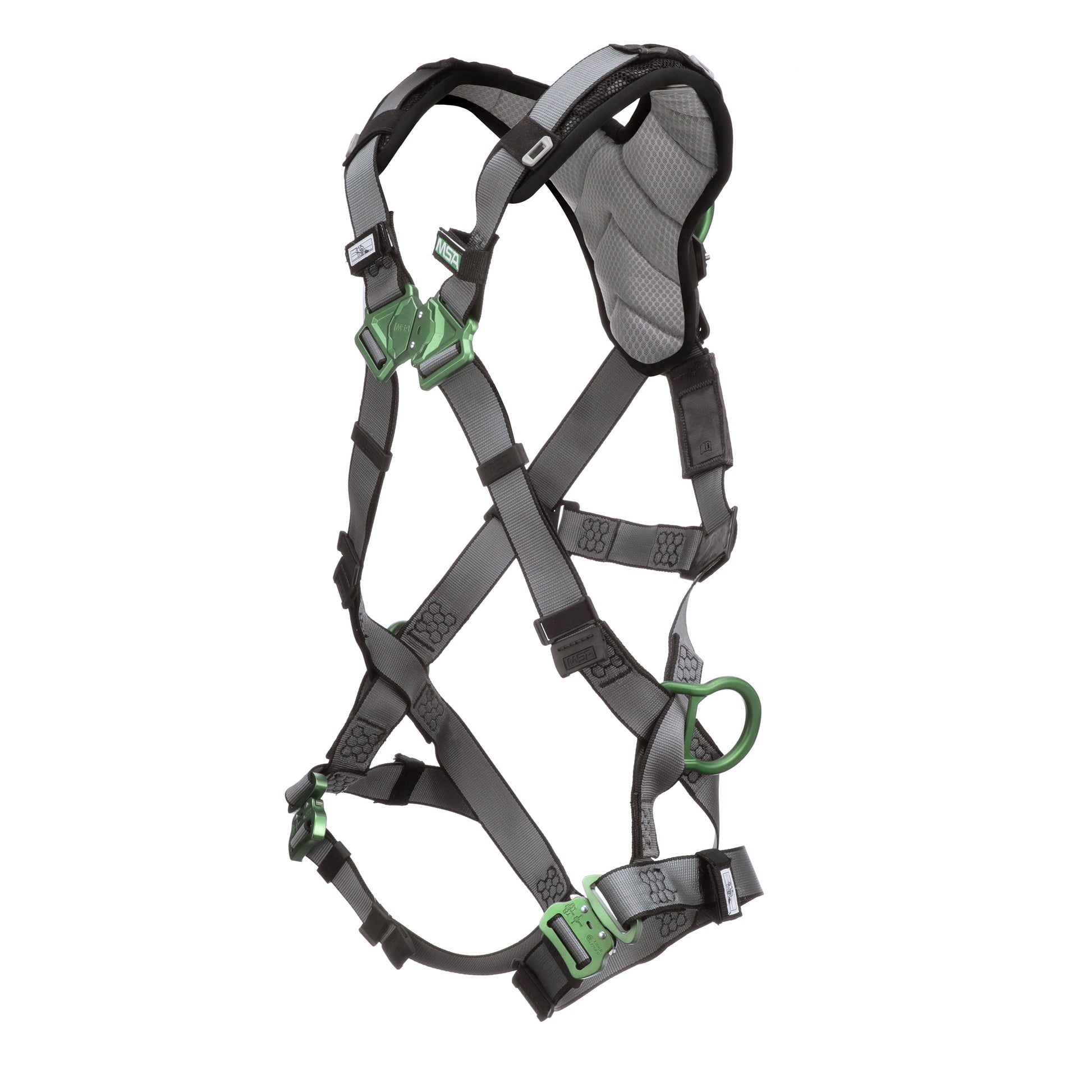 MSA V-FIT Harness w/Back & Side D-Rings - Quick-Connect Leg Straps - Shoulder Padding - Extra Large - 10194874