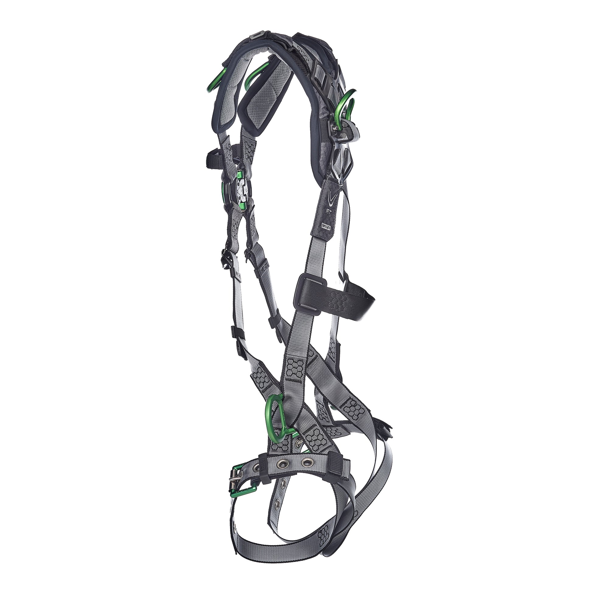 MSA V-FIT Harness w/Back, Front, Side & Shoulder D-Rings - Tongue Buckle Leg Straps - Shoulder Padding - Super Extra Large - 10194907