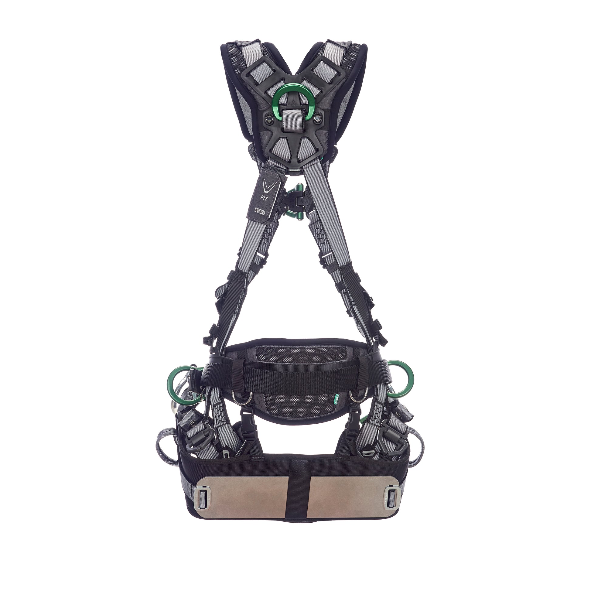 MSA V-FIT Tower Harness w/Back, Front & Side D-Rings - Tongue Buckle Leg and Belt Straps - Shoulder & Leg Padding - Extra Small - 10218041