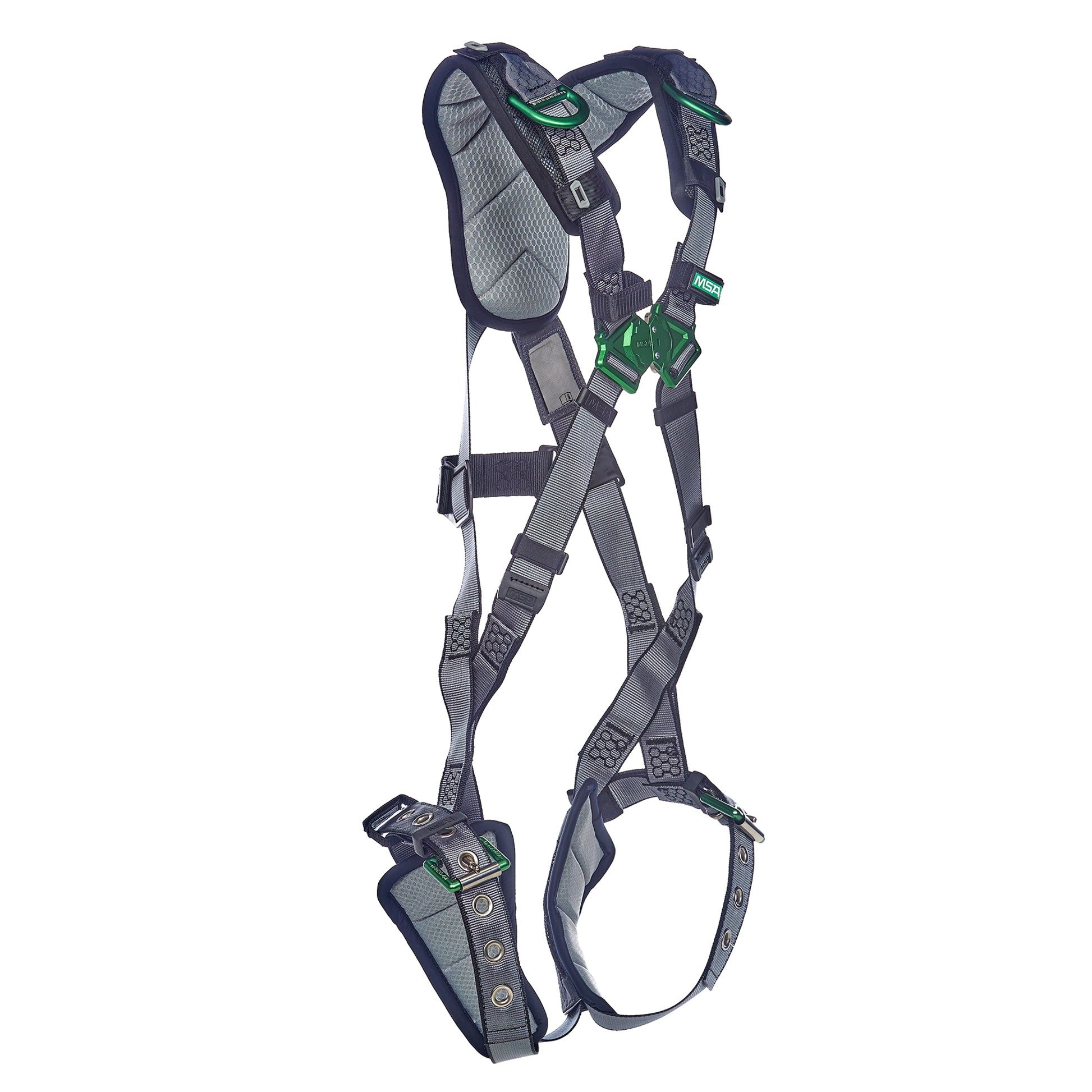 MSA V-FIT Harness w/Back & Shoulder D-Rings - Tongue Buckle Leg Straps - Shoulder & Leg Padding - Super Extra Large - 10195030