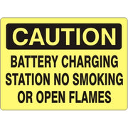 BATTERY CHARGING STATION NO SMOKING OR OPEN FLAMES - CAUTION SIGN - BATTERY CHARGING STATION NO SMOKING OR OPEN FLAMES - CAUTION SIGN, 14X20, Adhesive Vinyl