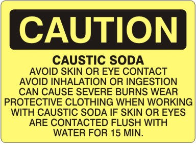 CAUSTIC SODA AVOID SKIN OR EYE CONTACT AVOID INHALATION OR - CAUTION SIGN