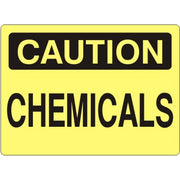 CHEMICALS - CAUTION SIGN - CHEMICALS - CAUTION SIGN, 14X20, Adhesive Vinyl