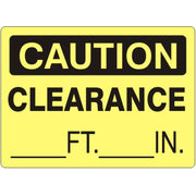 CLEARANCE ___FT.___IN - CAUTION SIGN - CLEARANCE ___FT.___IN - CAUTION SIGN, 14X20, Adhesive Vinyl