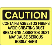 CONTAINS ASBESTOS FIBERS AVOID CREATING DUST BREATHING ASBESTOS DUST MAY - CAUTION SIGN - CONTAINS ASBESTOS FIBERS AVOID CREATING DUST BREATHING ASBESTOS DUST MAY - CAUTION SIGN, 14X20, Adhesive Vinyl