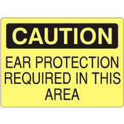 EAR PROTECTION REQUIRED IN THIS AREA - CAUTION SIGN - EAR PROTECTION REQUIRED IN THIS AREA - CAUTION SIGN, 14X20, Adhesive Vinyl