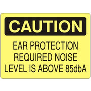 EAR PROTECTION REQUIRED NOISE LEVEL IS ABOVE 85dbA - CAUTION SIGN - EAR PROTECTION REQUIRED NOISE LEVEL IS ABOVE 85dbA - CAUTION SIGN, 14X20, Adhesive Vinyl