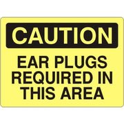 EAR PLUGS REQUIRED IN THIS AREA - CAUTION SIGN - EAR PLUGS REQUIRED IN THIS AREA - CAUTION SIGN, 14X20, Adhesive Vinyl