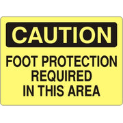 FOOT PROTECTION REQUIRED IN THIS AREA - CAUTION SIGN - FOOT PROTECTION REQUIRED IN THIS AREA - CAUTION SIGN, 14X20, Adhesive Vinyl