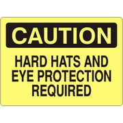 HARD HATS AND EYE PROTECTION REQUIRED - CAUTION SIGN - HARD HATS AND EYE PROTECTION REQUIRED - CAUTION SIGN, 14X20, Adhesive Vinyl