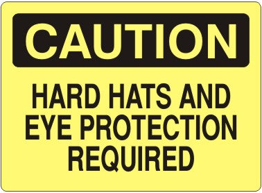 HARD HATS AND EYE PROTECTION REQUIRED - CAUTION SIGN
