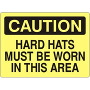 HARD HATS MUST BE WORN IN THIS AREA - CAUTION SIGN - HARD HATS MUST BE WORN IN THIS AREA - CAUTION SIGN, 14X20, Adhesive Vinyl