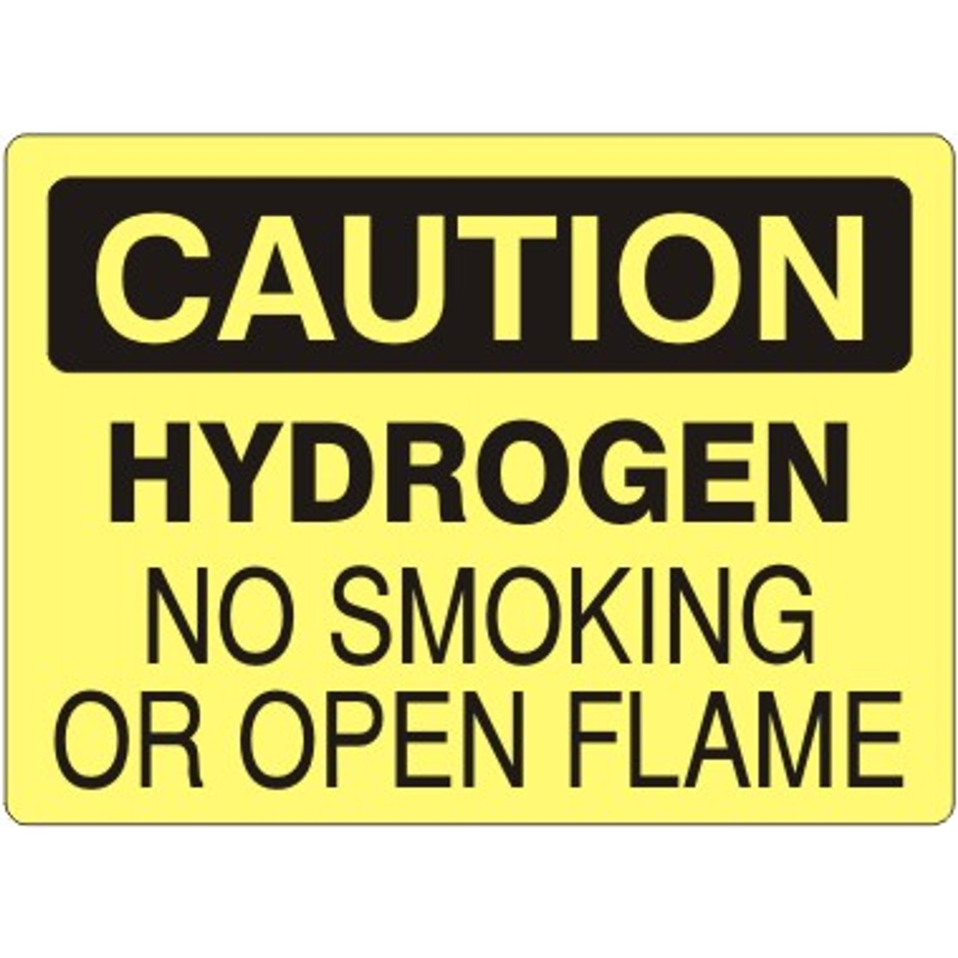HYDROGEN NO SMOKING OR OPEN FLAME - CAUTION SIGN - HYDROGEN NO SMOKING OR OPEN FLAME - CAUTION SIGN, 14X20, Adhesive Vinyl