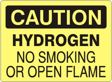 HYDROGEN NO SMOKING OR OPEN FLAME - CAUTION SIGN