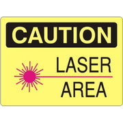 LASER AREA WITH LASER PICTO - CAUTION SIGN - LASER AREA WITH LASER PICTO - CAUTION SIGN, 14X20, Adhesive Vinyl