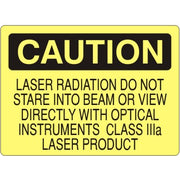 LASER RADIATION DO NOT STARE INTO BEAM OR VIEW DIRECTLY - CAUTION SIGN - LASER RADIATION DO NOT STARE INTO BEAM OR VIEW DIRECTLY - CAUTION SIGN, 14X20, Adhesive Vinyl