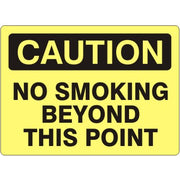 NO SMOKING BEYOND THIS POINT - CAUTION SIGN - NO SMOKING BEYOND THIS POINT - CAUTION SIGN, 14X20, Adhesive Vinyl