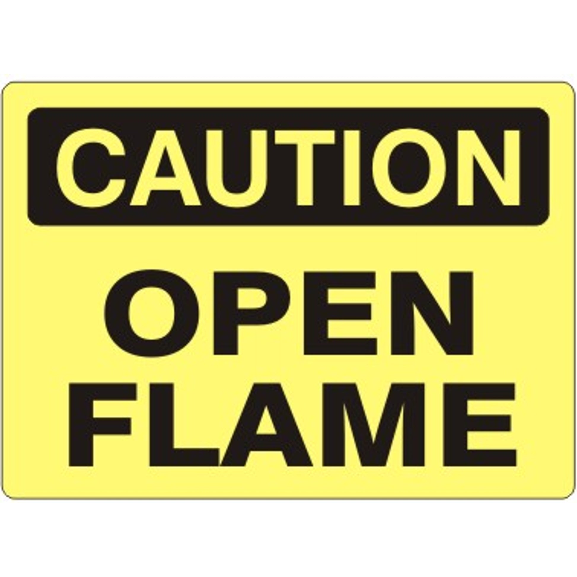 OPEN FLAME - CAUTION SIGN - OPEN FLAME - CAUTION SIGN, 14X20, Adhesive Vinyl