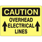 OVERHEAD ELECTRICAL LINES WITH  ARROWS POINTING UP - CAUTION SIGN - OVERHEAD ELECTRICAL LINES WITH  ARROWS POINTING UP - CAUTION SIGN, 14X20, Adhesive Vinyl