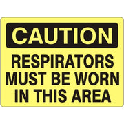 RESPIRATORS MUST BE WORN IN THIS AREA - CAUTION SIGN - RESPIRATORS MUST BE WORN IN THIS AREA - CAUTION SIGN, 14X20, Adhesive Vinyl