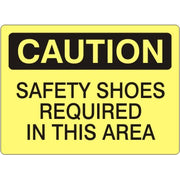 SAFETY SHOES REQUIRED IN THIS AREA - CAUTION SIGN - SAFETY SHOES REQUIRED IN THIS AREA - CAUTION SIGN, 14X20, Adhesive Vinyl