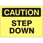 STEP DOWN - CAUTION SIGN - STEP DOWN - CAUTION SIGN, 14X20, Adhesive Vinyl