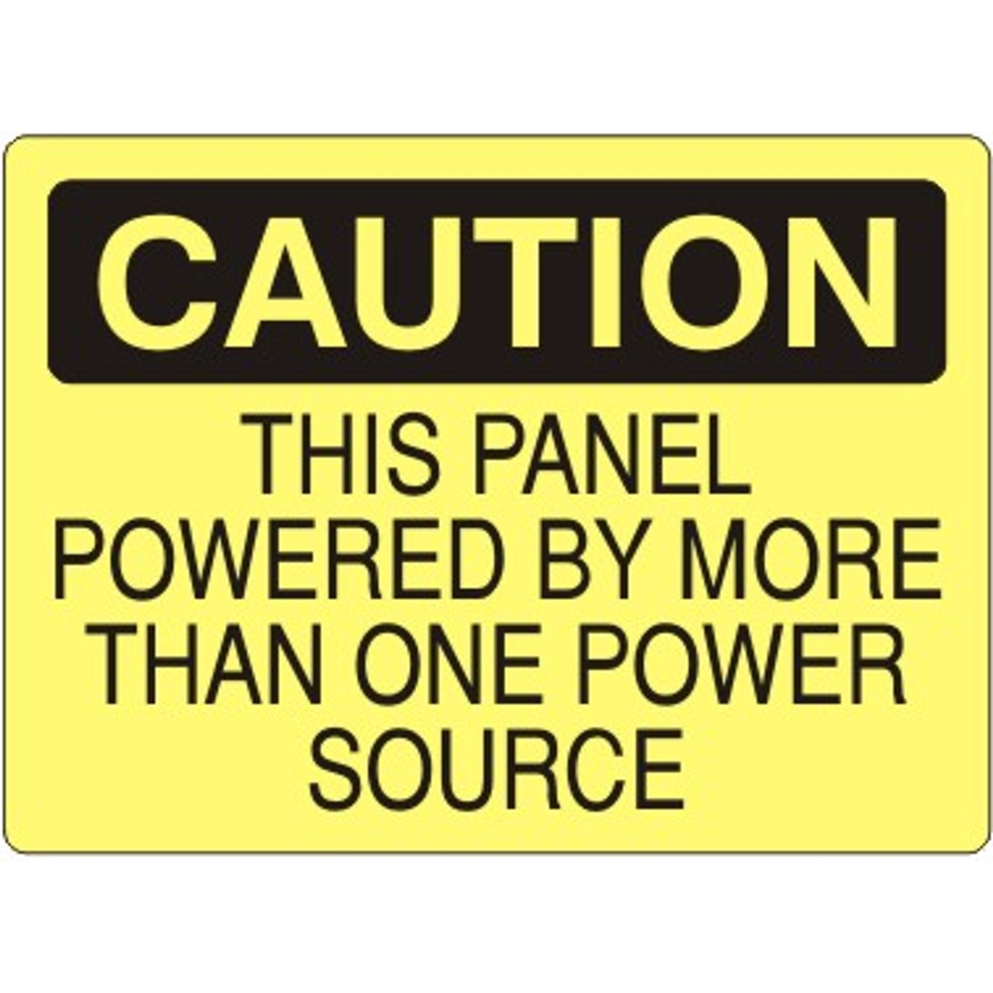 THIS PANEL POWERED BY MORE THAN ONE POWER SOURCE - CAUTION SIGN - THIS PANEL POWERED BY MORE THAN ONE POWER SOURCE - CAUTION SIGN, 14X20, Adhesive Vinyl