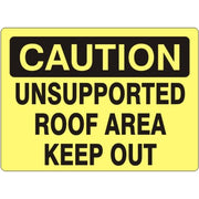 UNSUPPORTED ROOF AREA KEEP OUT - CAUTION SIGN - UNSUPPORTED ROOF AREA KEEP OUT - CAUTION SIGN, 14X20, Adhesive Vinyl