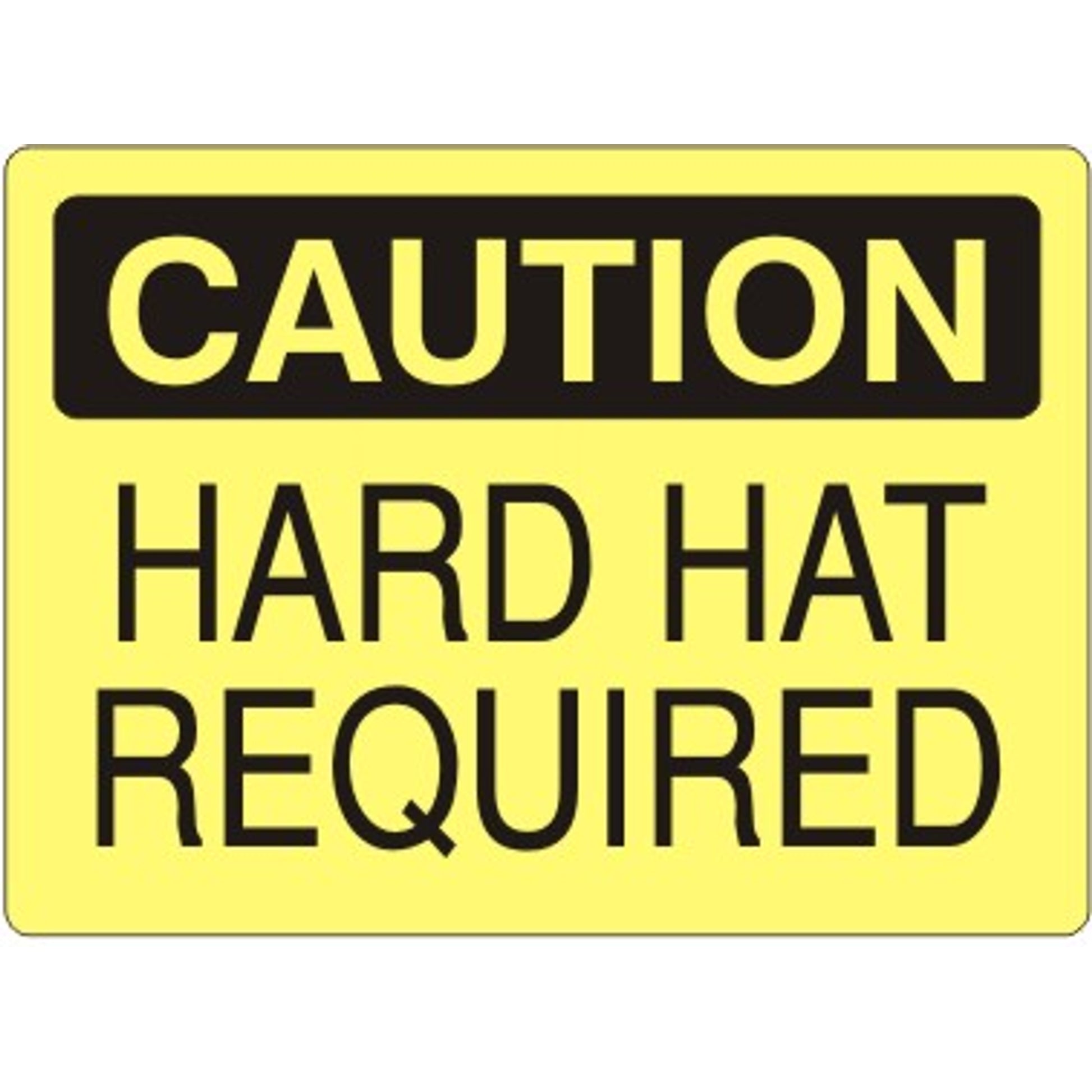 HARD HAT REQUIRED - CAUTION SIGN - HARD HAT REQUIRED - CAUTION SIGN, 14X20, Adhesive Vinyl