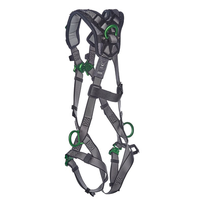 MSA V-FIT Harness w/Back, Side and Shoulder D-Rings - Quick-Connect Leg Straps - Shoulder Padding - Extra Large - 10194886
