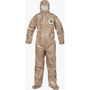 Lakeland ChemMax 4 Plus Tan Coverall - Respirator Fit Hood/Boots/Boot Flaps - C4T165T