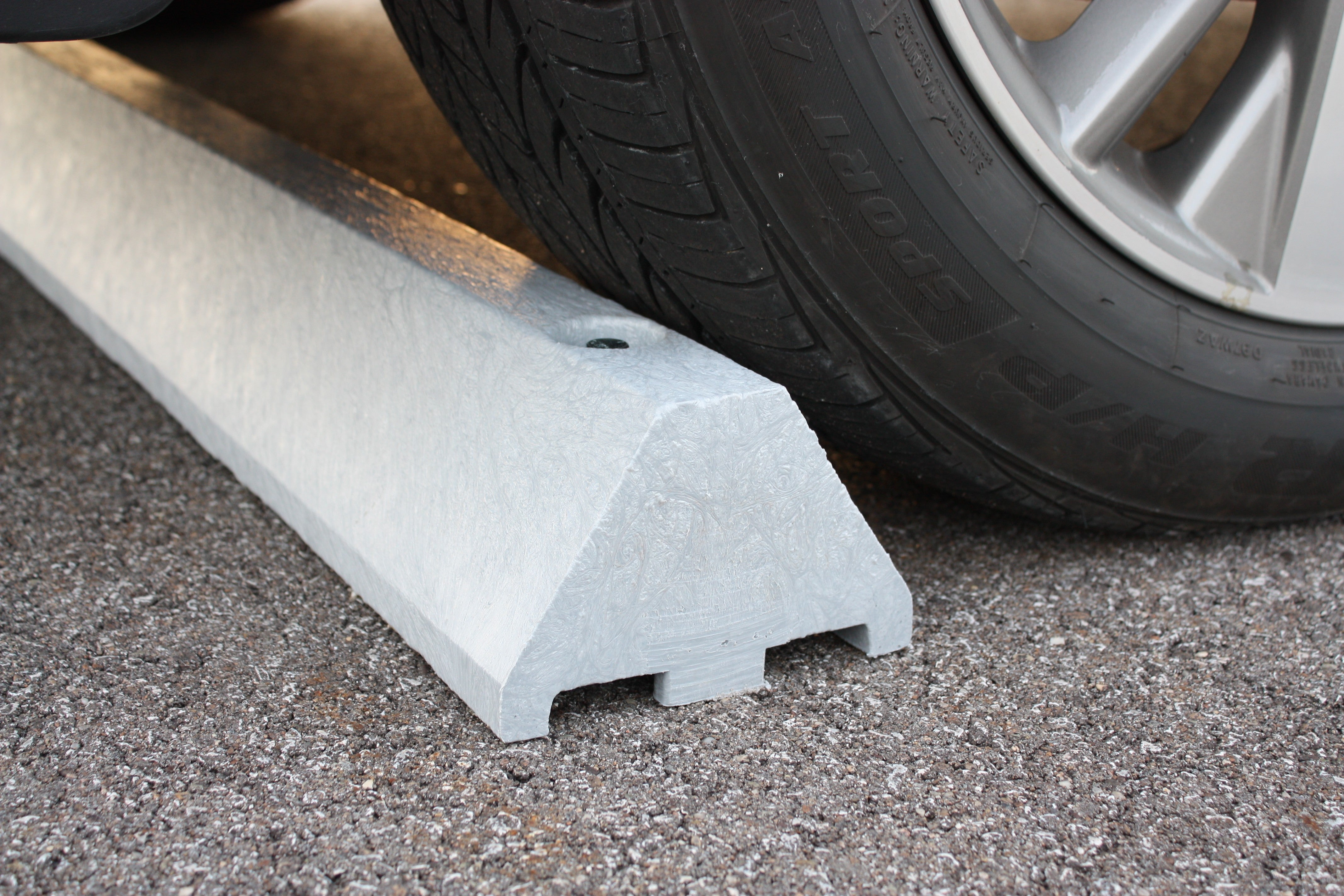 Plastic Car Parking Stop - 6' Compact - 72" X 3.25" X 6" - Grey - W/ Lag Bolt Hardware - CS6C-LG
