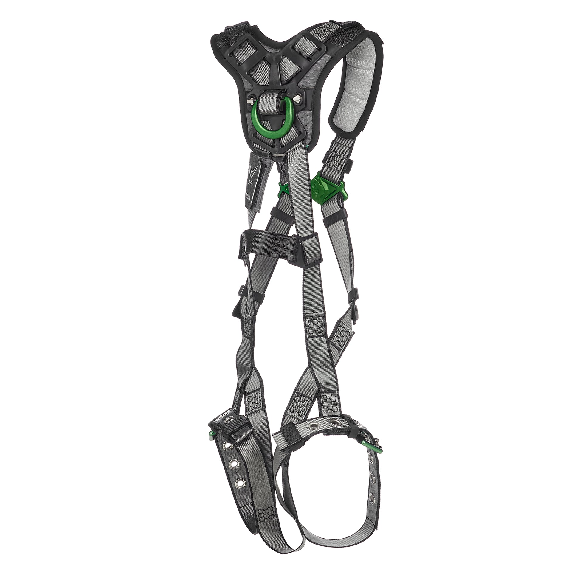 MSA V-FIT Harness w/Back & Shoulder D-Rings - Tongue Buckle Leg Straps - Shoulder Padding - Extra Small - 10194936