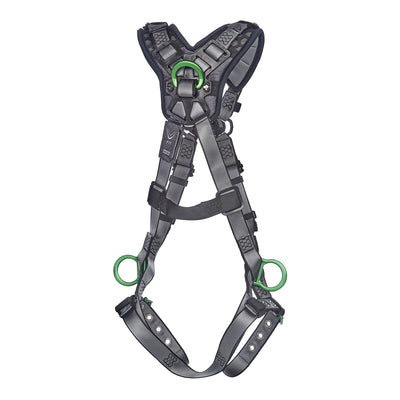 MSA V-FIT Harness w/Back, Front, Side & Shoulder D-Rings - Tongue Buckle Leg Straps - Shoulder Padding - Extra Large - 10194906