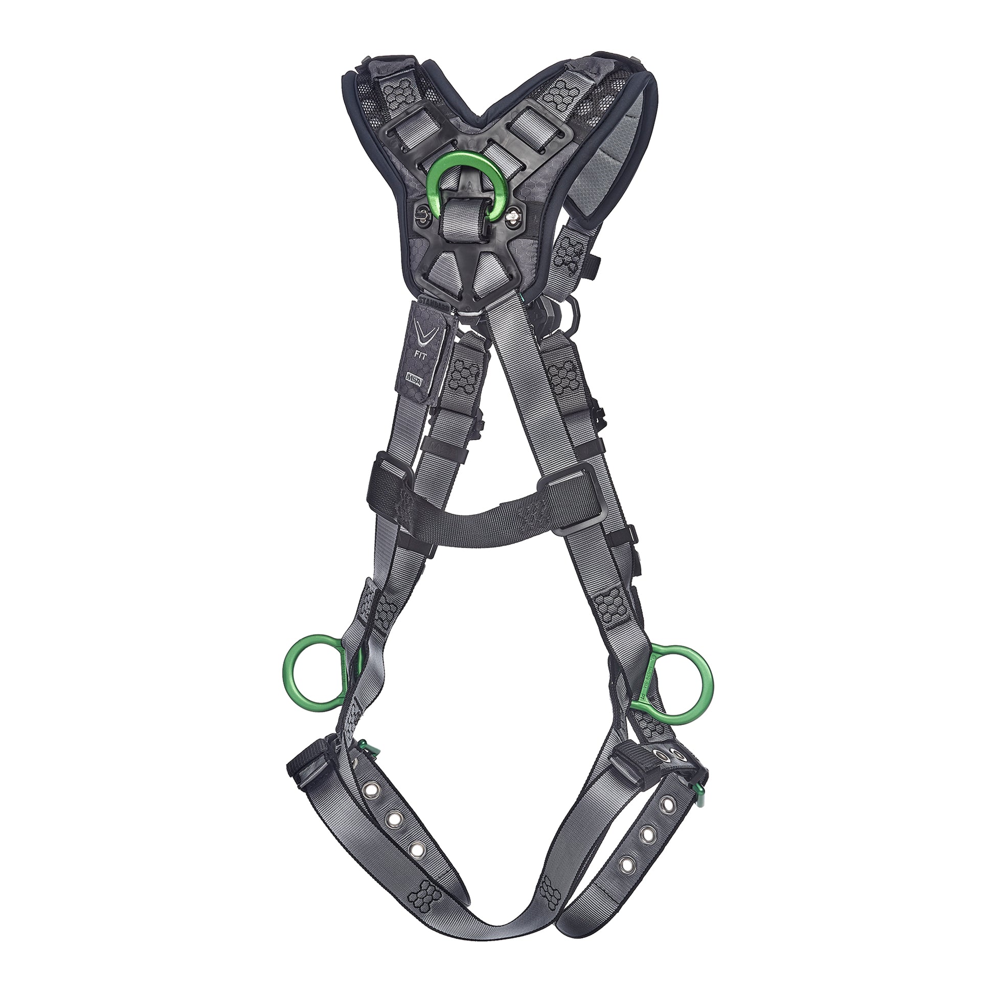 MSA V-FIT Harness w/Back, Front, Side & Shoulder D-Rings - Tongue Buckle Leg Straps - Shoulder Padding - Standard - 10194905