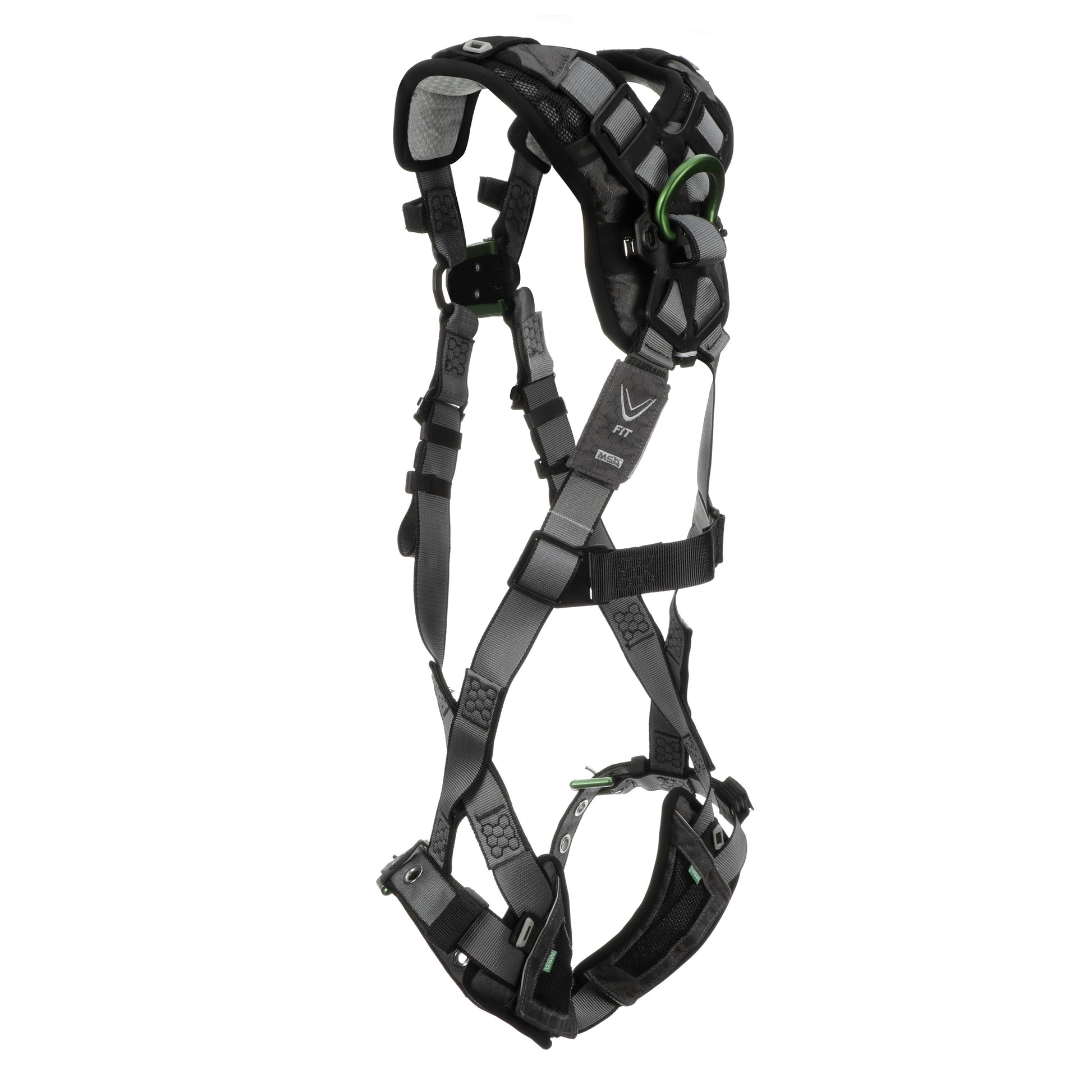 MSA V-FIT Harness w/Back & Front D-Rings - Tongue Buckle Leg Straps - Shoulder Padding - Super Extra Large - 10194895