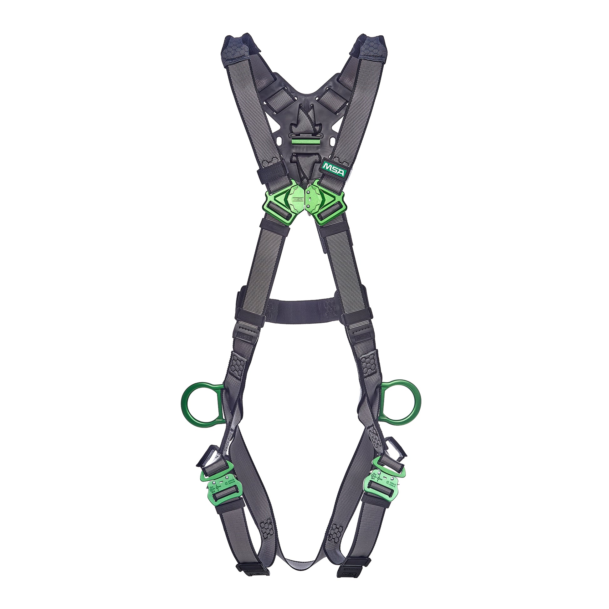 MSA V-FIT Harness w/Back & Side D-Rings - Quick-Connect Leg Straps - Extra Large - 10195066